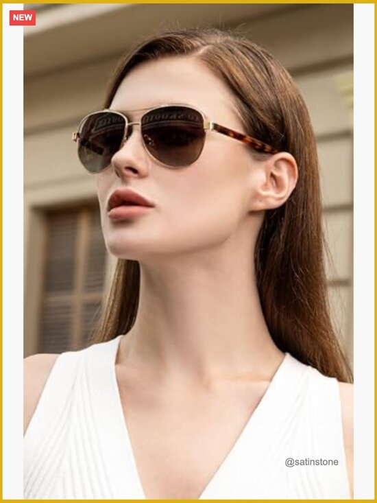 Polarized Sunglasses with Acetate Arms, UV400, Lightweight & Flattering Fit